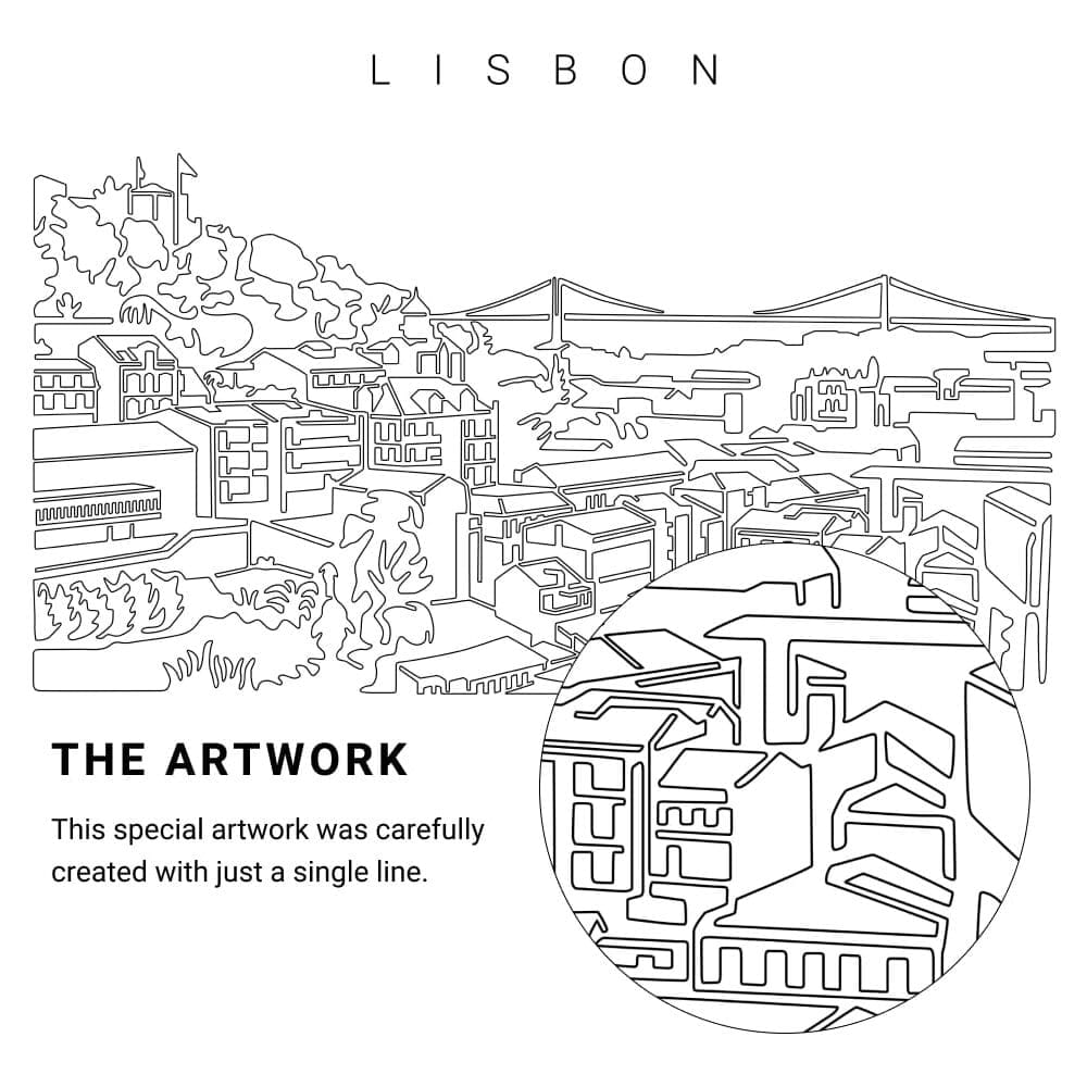 Lisbon Skyline Vector Art - Single Line Art Detail Lisbon Skyline Vector Art - Single Line Art Detail