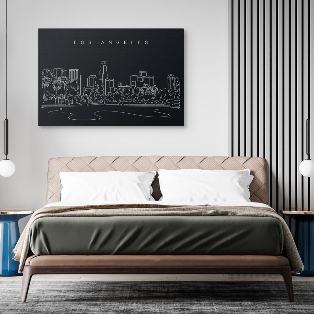 Los Angeles Skyline Canvas Art Print - Bed Room - Dark Los Angeles Skyline Canvas Art Print - Bed Room - Dark