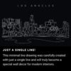 Los Angeles Skyline One Line Drawing Art - Dark