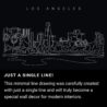 Los Angeles Skyline One Line Drawing Art - Dark