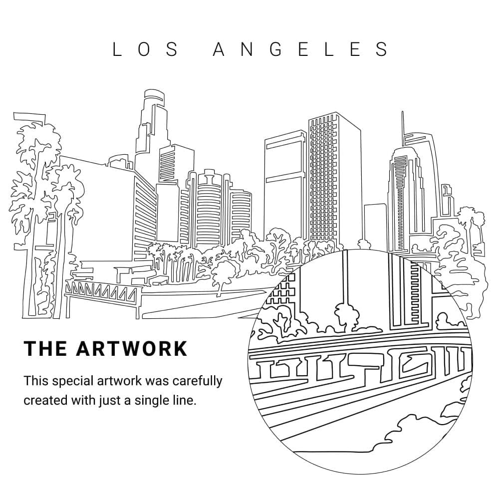 Los Angeles Vector Art - Single Line Art Detail Los Angeles Vector Art - Single Line Art Detail