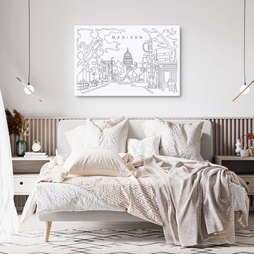 Madison WI Canvas Art Print - Bed Room Madison WI Canvas Art Print - Bed Room