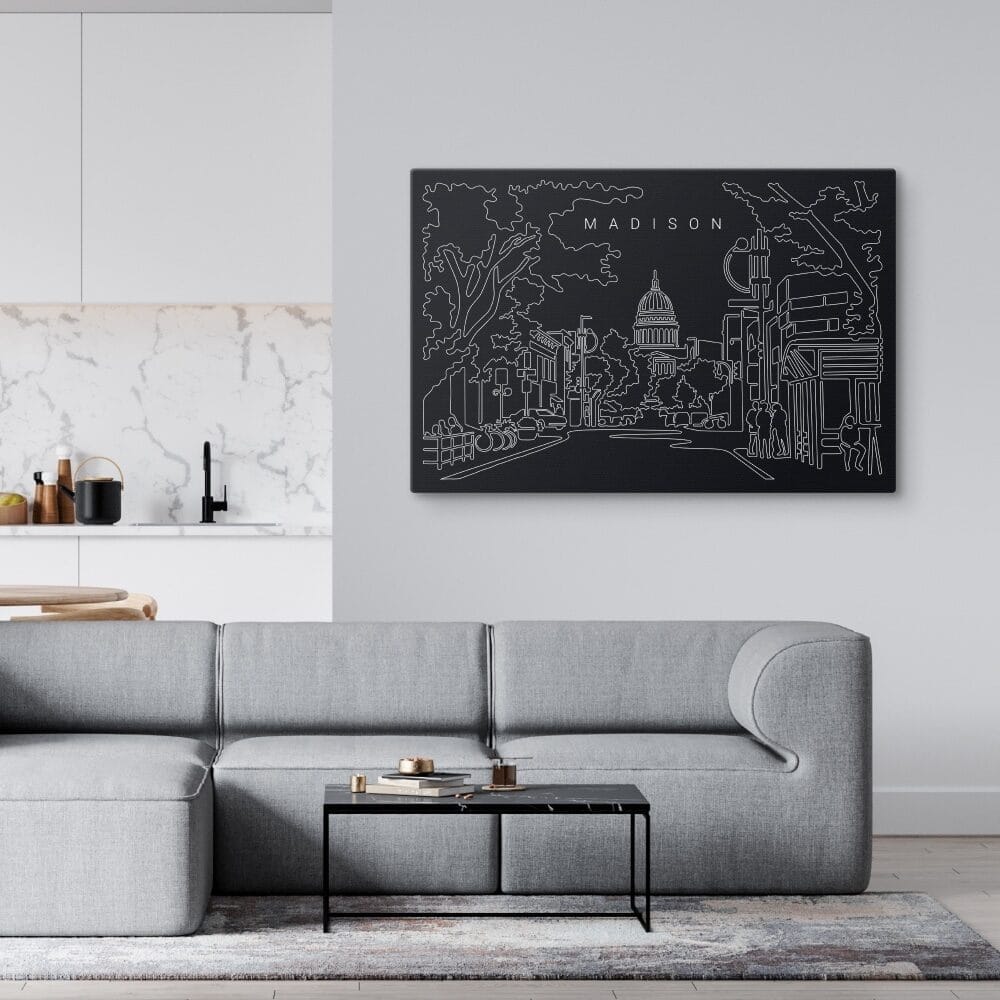 Madison WI Canvas Art Print - Living Room - Dark Madison WI Canvas Art Print - Living Room - Dark