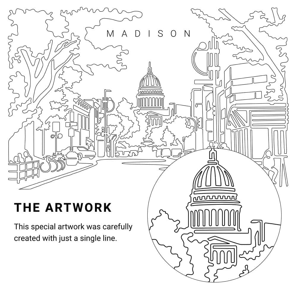 Madison WI Vector Art - Single Line Art Detail Madison WI Vector Art - Single Line Art Detail