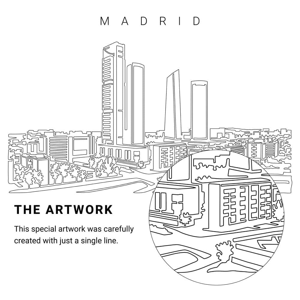 Madrid Spain Vector Art - Single Line Art Detail Madrid Spain Vector Art - Single Line Art Detail