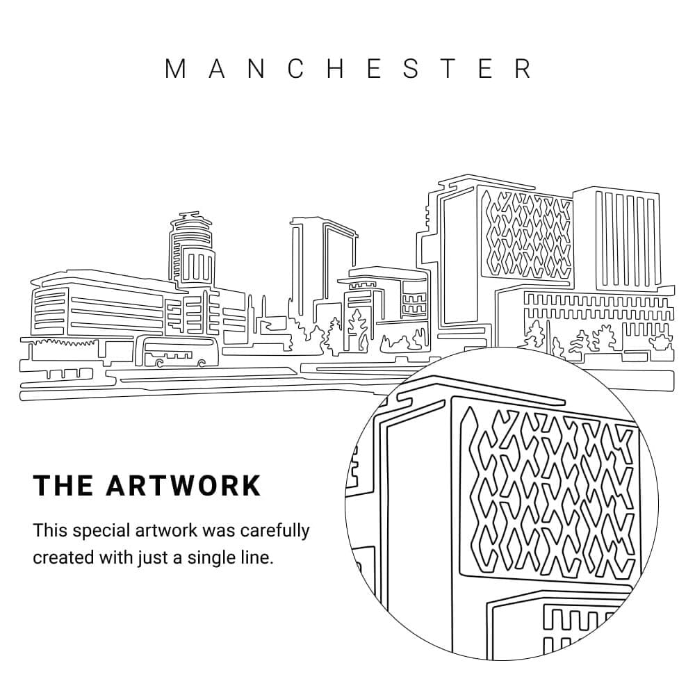 Manchester Vector Art - Single Line Art Detail Manchester Vector Art - Single Line Art Detail
