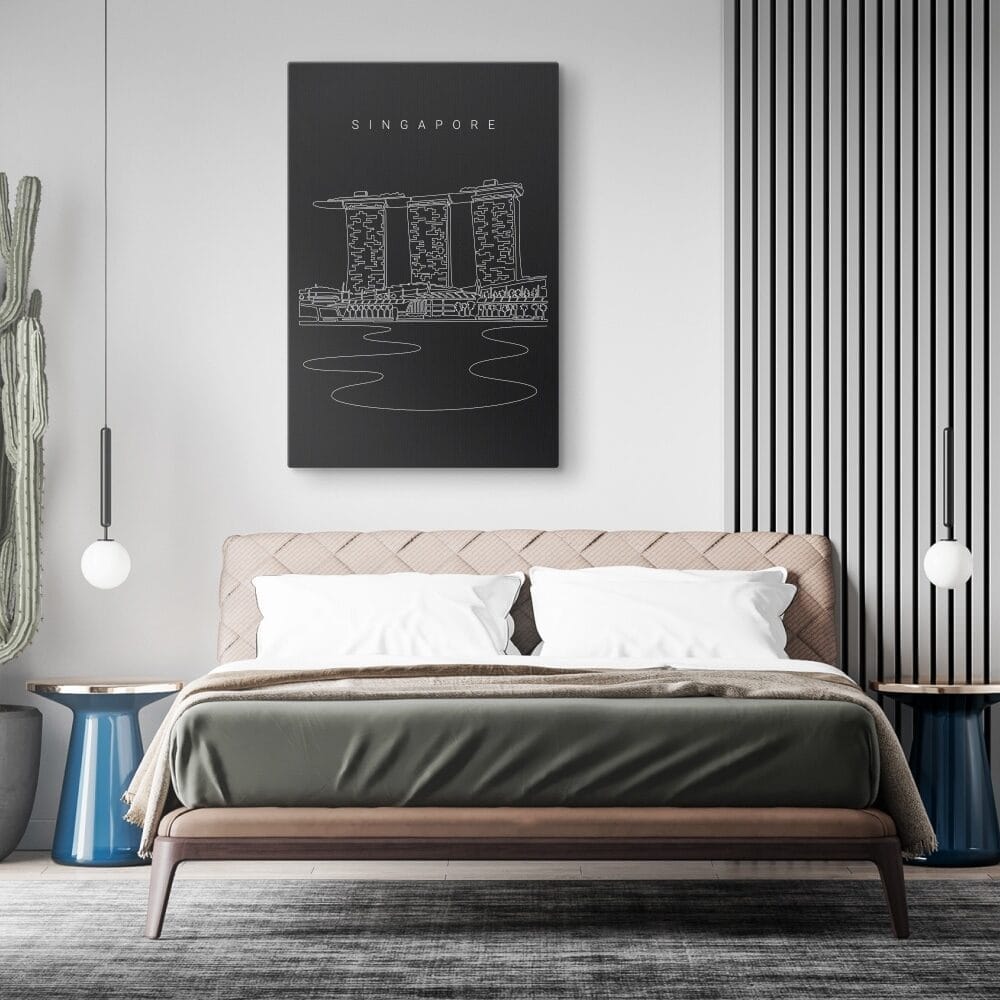 Marina Bay Sands Canvas Art Print for Bedroom - Portrait - Dark Marina Bay Sands Canvas Art Print for Bedroom - Portrait - Dark
