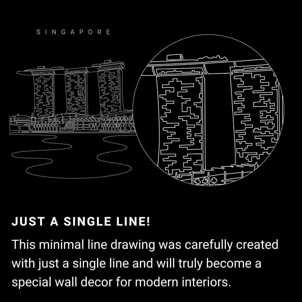 Marina Bay Sands One Line Drawing - Portrait - Dark Marina Bay Sands One Line Drawing - Portrait - Dark