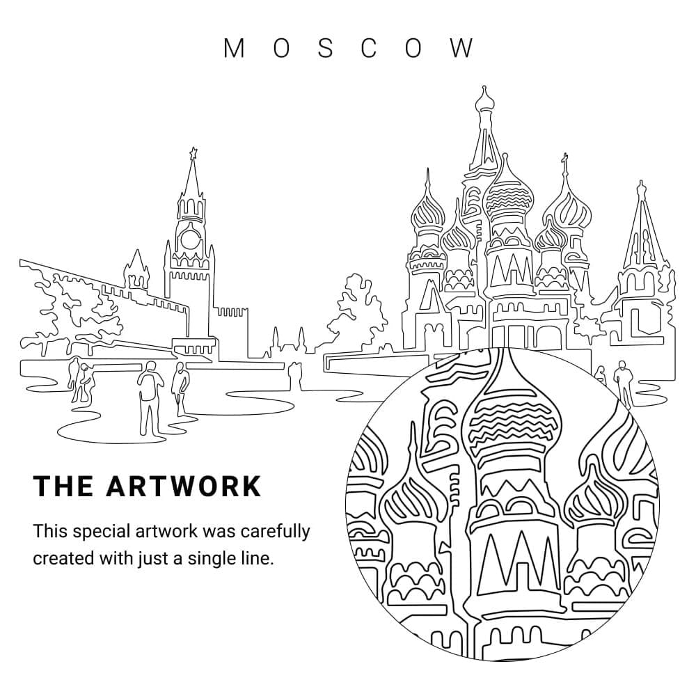 Moscow Vector Art - Single Line Art Detail Moscow Vector Art - Single Line Art Detail