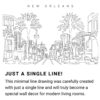 New Orleans Skyline Continuous Line Drawing Art Work