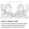 New Orleans Skyline Continuous Line Drawing Art Work