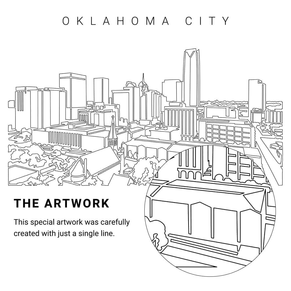 Oklahoma City Vector Art - Single Line Art Detail Oklahoma City Vector Art - Single Line Art Detail