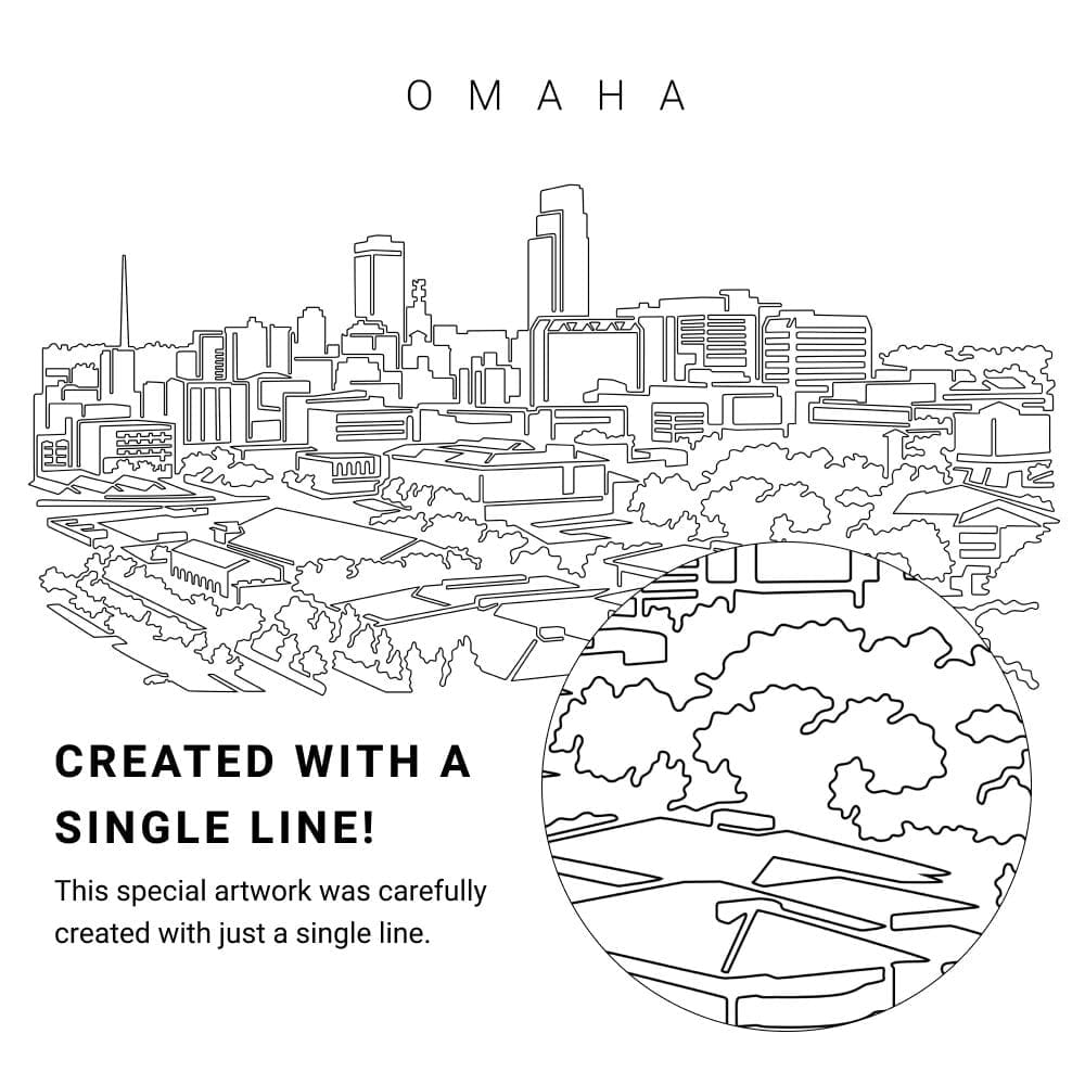 Omaha City Vector Art - Single Line Art Detail Omaha City Vector Art - Single Line Art Detail