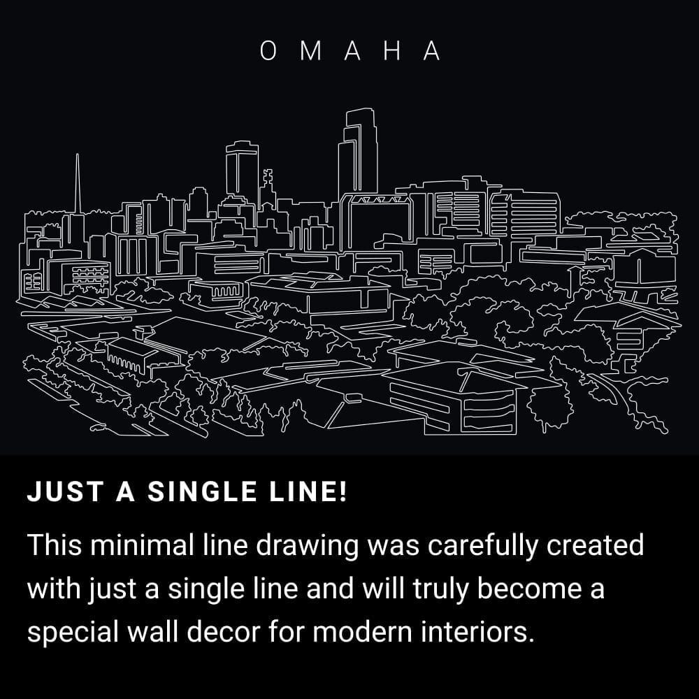 Omaha Skyline One Line Drawing Art - Dark Omaha Skyline One Line Drawing Art - Dark