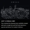 Omaha Skyline One Line Drawing Art - Dark