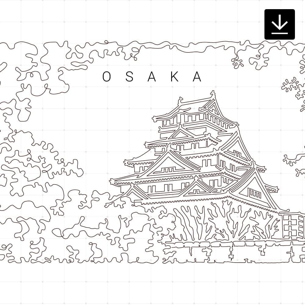 Osaka Japan Skyline SVG - Download