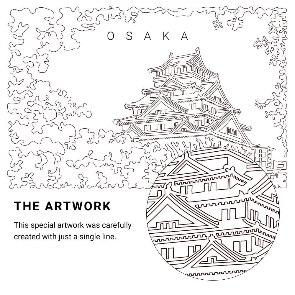 Osaka Japan Vector Art - Single Line Art Detail Osaka Japan Vector Art - Single Line Art Detail