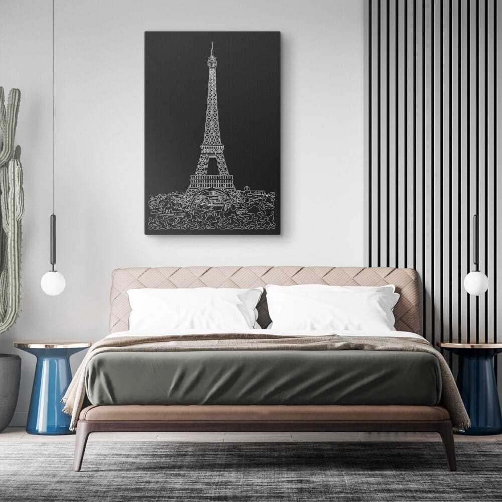 Paris Eiffel Tower Canvas Art Print for Bedroom - Portrait - Dark Paris Eiffel Tower Canvas Art Print for Bedroom - Portrait - Dark