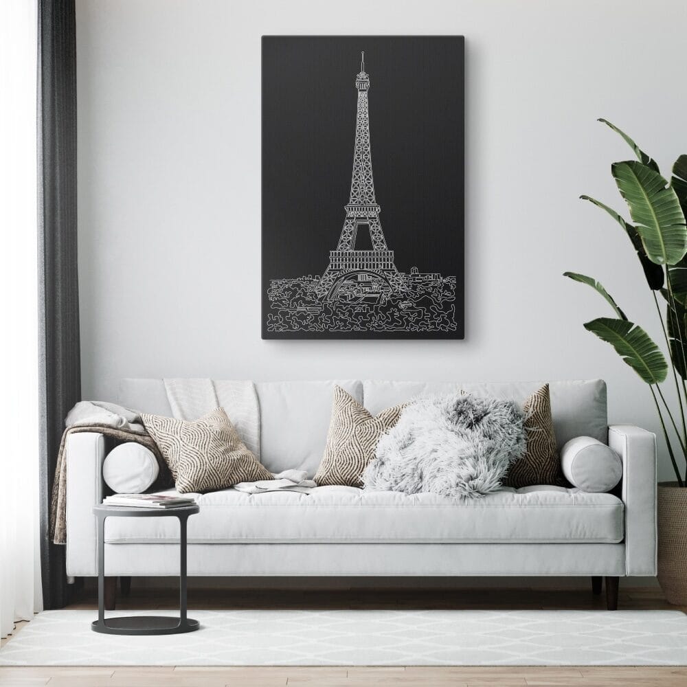 Paris Eiffel Tower Canvas Art Print for Living Room- Portrait - Dark Paris Eiffel Tower Canvas Art Print for Living Room- Portrait - Dark