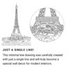 Paris Eiffel Tower One Line Drawing - Portrait - Light
