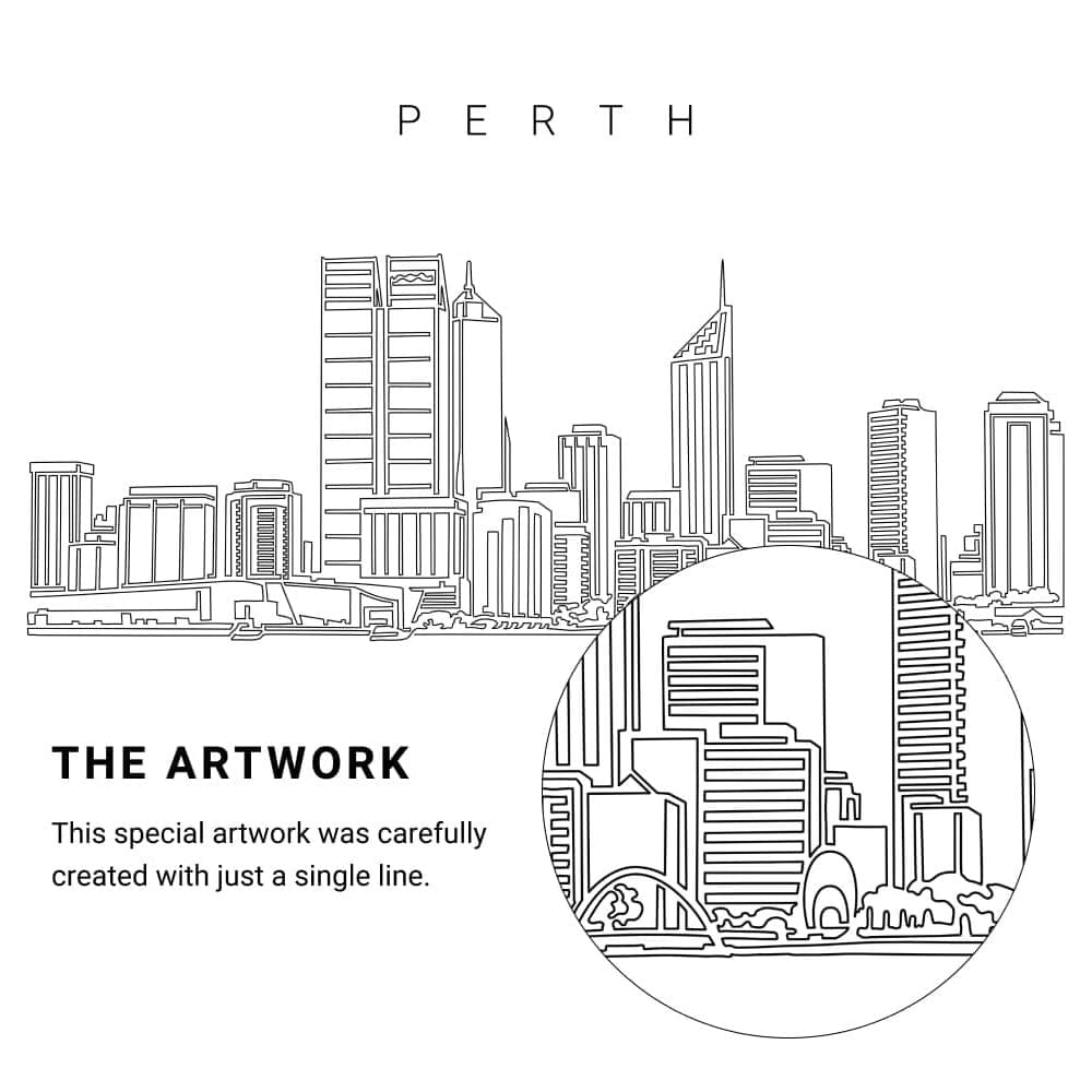 Perth Skyline Vector Art - Single Line Art Detail Perth Skyline Vector Art - Single Line Art Detail