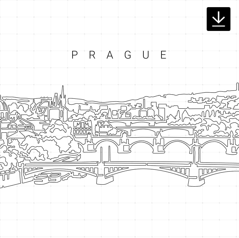 Prague Skyline Vector Art – Digital Download