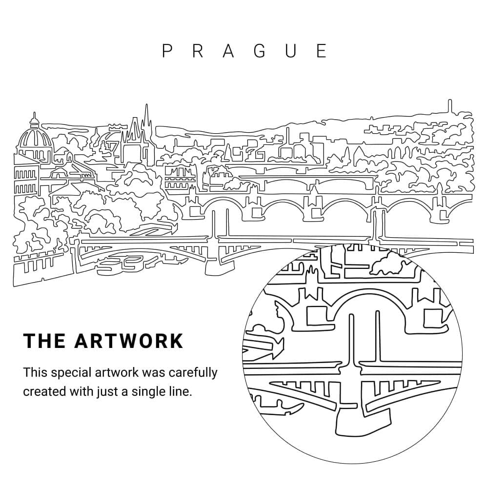 Prague Skyline Vector Art - Single Line Art Detail Prague Skyline Vector Art - Single Line Art Detail