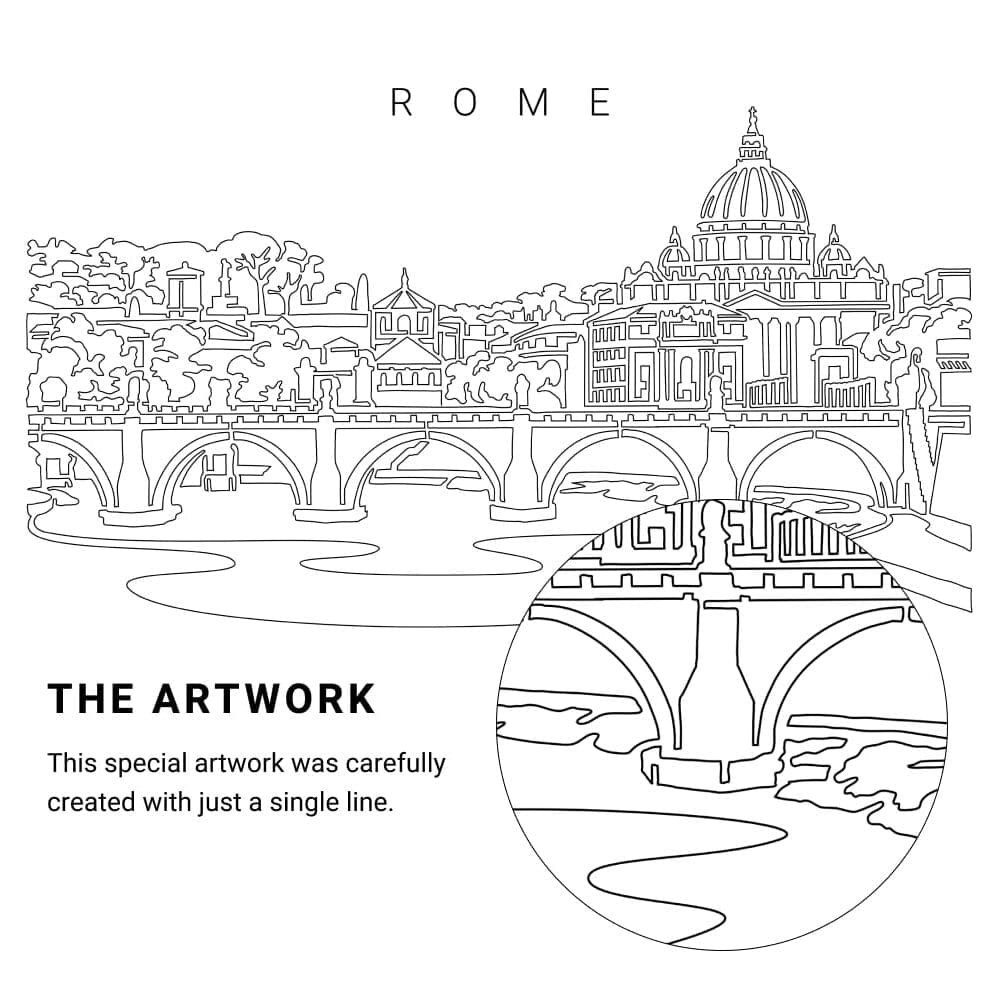 Rome St Peters Basilica Vector Art - Single Line Art Detail Rome St Peters Basilica Vector Art - Single Line Art Detail