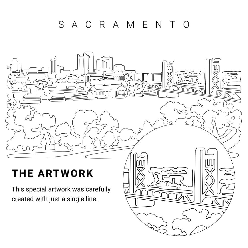 Sacramento Vector Art - Single Line Art Detail Sacramento Vector Art - Single Line Art Detail