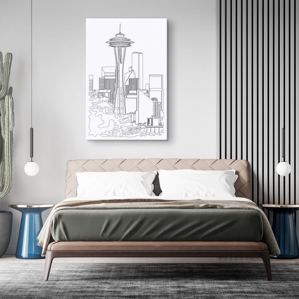 Seattle Skyline Canvas Art Print for Bedroom - Portrait Seattle Skyline Canvas Art Print for Bedroom - Portrait