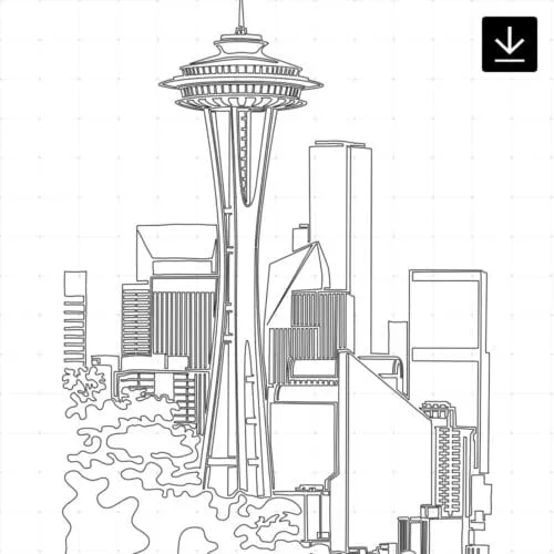 Seattle Skyline SVG - Download - Portrait