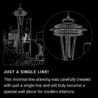 Seattle Space Needle One Line Drawing - Portrait - Dark