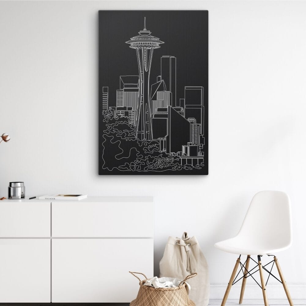 Seattle skyline Canvas Art Print - Wall Decor - Portrait - Dark Seattle skyline Canvas Art Print - Wall Decor - Portrait - Dark