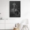 Seattle skyline Canvas Art Print - Wall Decor - Portrait - Dark