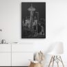 Seattle skyline Canvas Art Print - Wall Decor - Portrait - Dark
