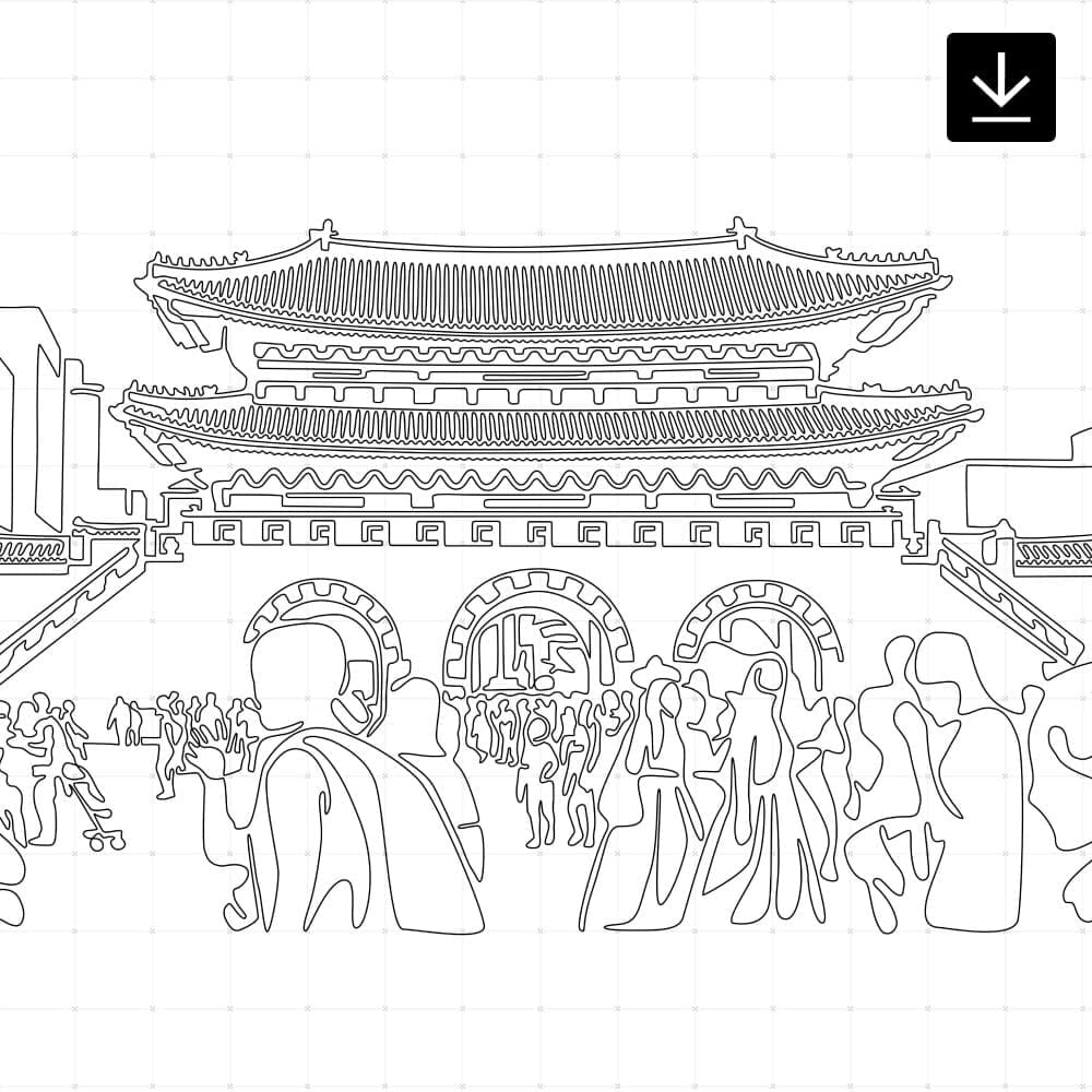 Seoul Gwanghwamun Gate SVG - Download