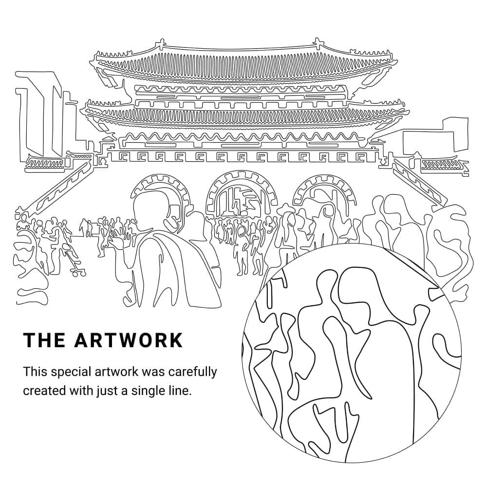 Seoul Gwanghwamun Gate Vector Art - Single Line Art Detail Seoul Gwanghwamun Gate Vector Art - Single Line Art Detail