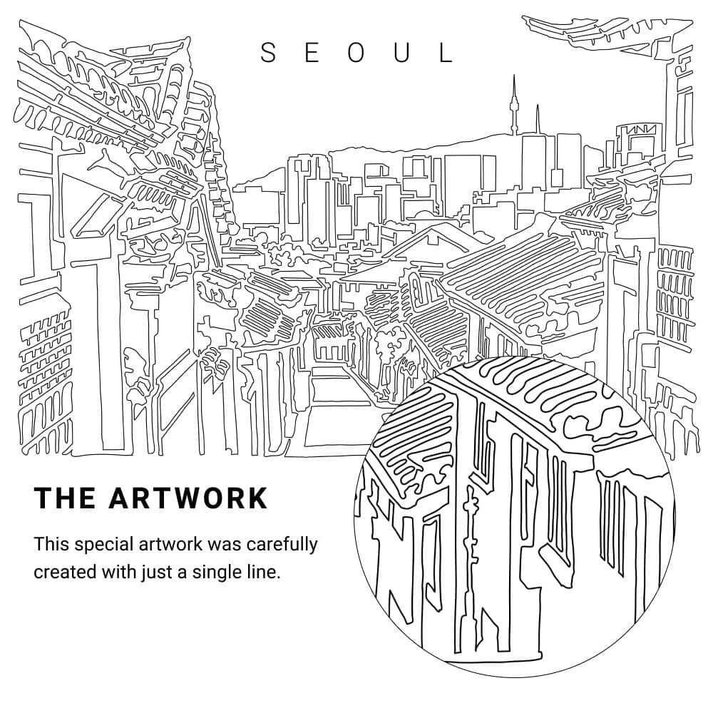 Seoul Korea Vector Art - Single Line Art Detail Seoul Korea Vector Art - Single Line Art Detail