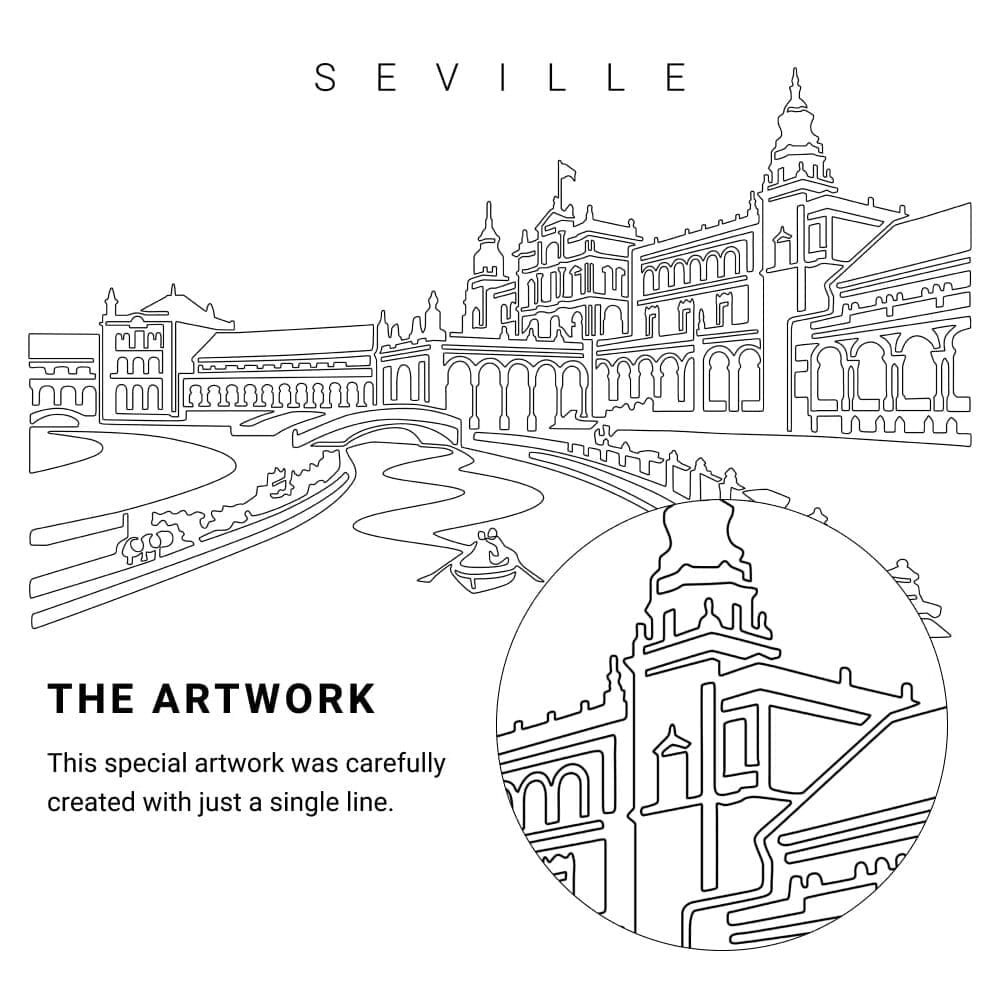 Seville Plaza De Espana Vector Art - Single Line Art Detail Seville Plaza De Espana Vector Art - Single Line Art Detail