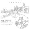 Seville Plaza De Espana Vector Art - Single Line Art Detail