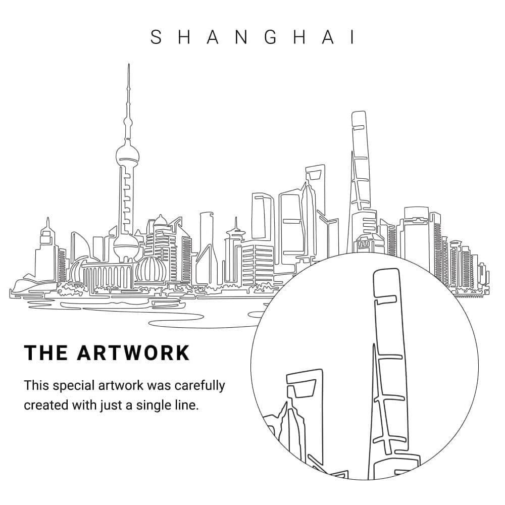 Shanghai China Vector Art - Single Line Art Detail Shanghai China Vector Art - Single Line Art Detail
