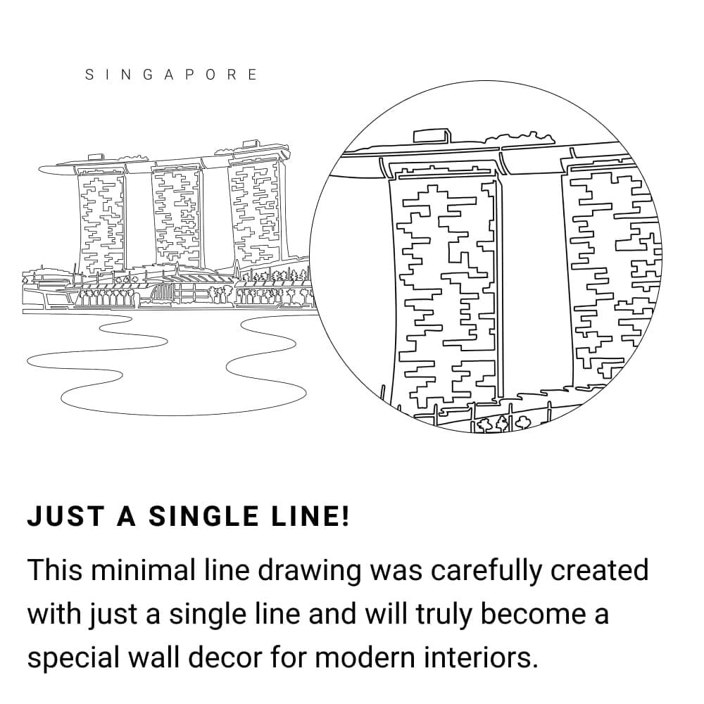 Singapore Marina Bay Sands One Line Drawing - Portrait - Light Singapore Marina Bay Sands One Line Drawing - Portrait - Light