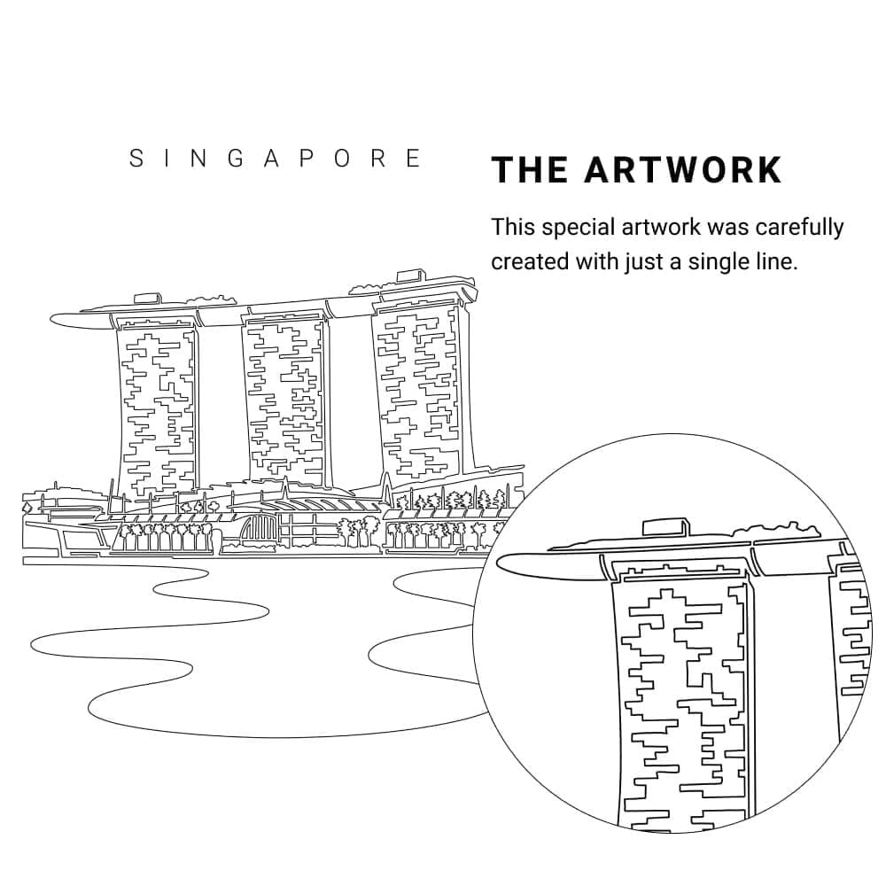 Singapore Marina Bay Sands Vector Art - Single Line Art Detail - Portrait Singapore Marina Bay Sands Vector Art - Single Line Art Detail - Portrait