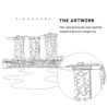Singapore Marina Bay Sands Vector Art - Single Line Art Detail - Portrait