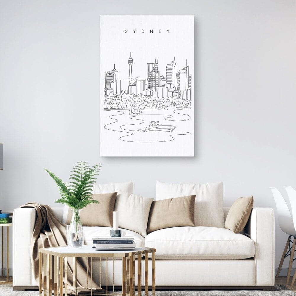 Sydney Skyline Canvas Art Print - Living Room - Portrait Sydney Skyline Canvas Art Print - Living Room - Portrait