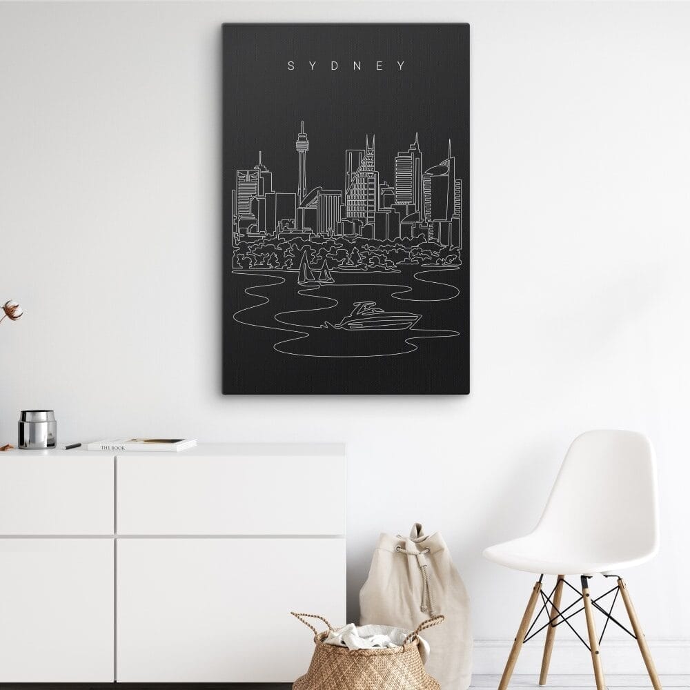 Sydney Skyline Canvas Art Print - Wall Decor - Portrait - Dark Sydney Skyline Canvas Art Print - Wall Decor - Portrait - Dark