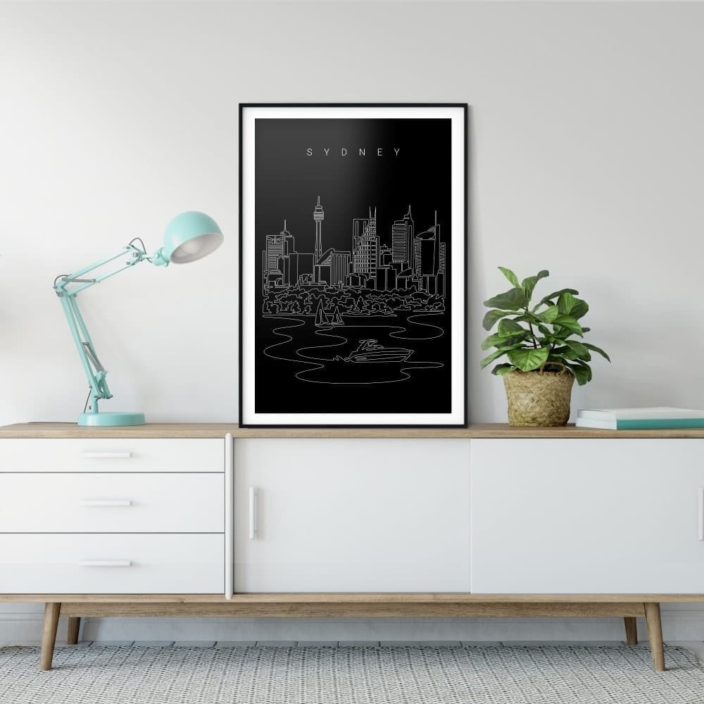 Sydney Skyline Home Decor - Portrait - Dark Sydney Skyline Home Decor - Portrait - Dark