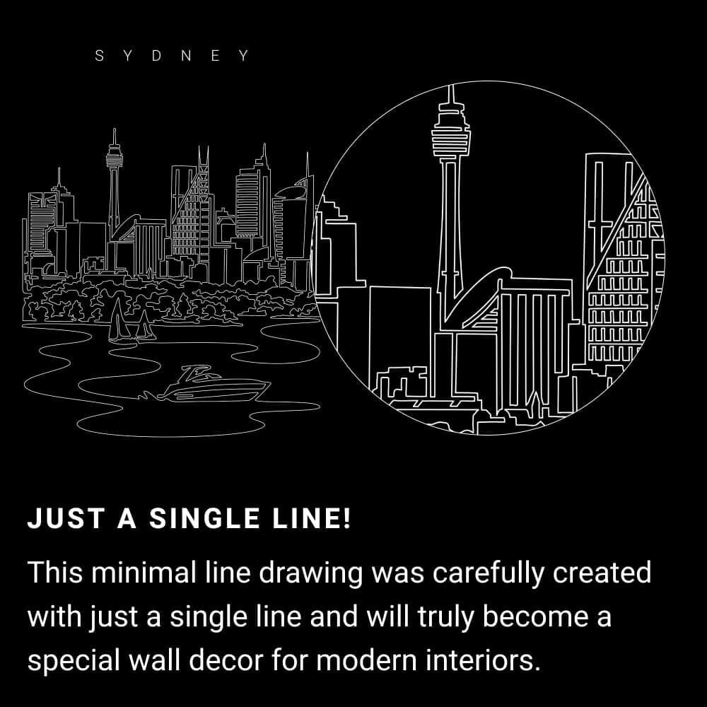 Sydney Skyline One Line Drawing - Portrait - Dark Sydney Skyline One Line Drawing - Portrait - Dark