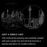 Sydney Skyline One Line Drawing - Portrait - Dark