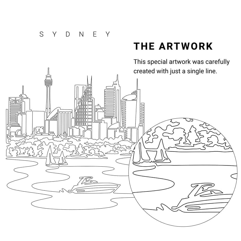 Sydney Skyline Vector Art - Single Line Art Detail - Portrait Sydney Skyline Vector Art - Single Line Art Detail - Portrait